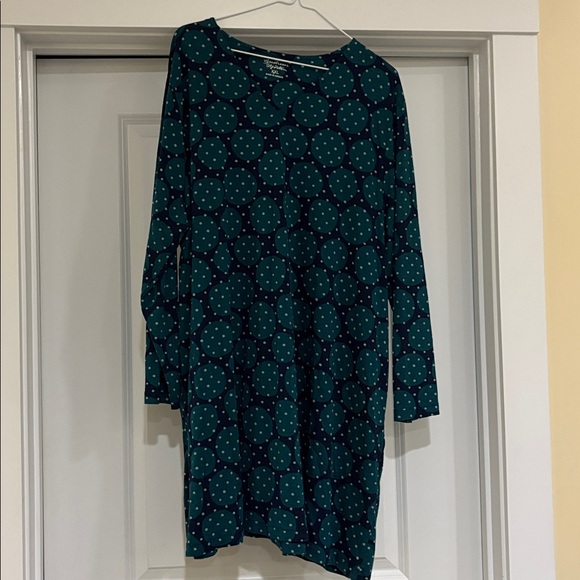 Gudrun Sjoden Organic Cotton & Modal Patterned Dress. XXL. Navy blue and green - Picture 1 of 8